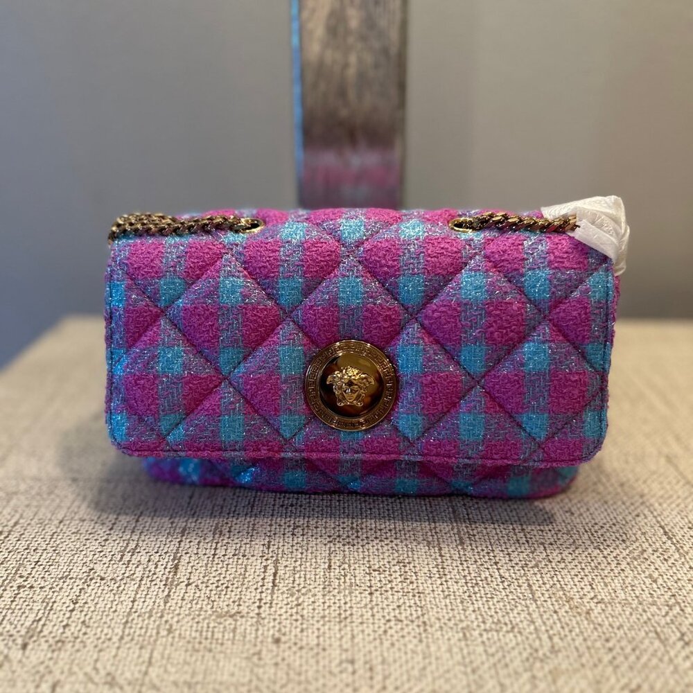 Versace La Medusa Quilted Tweed & Leather Logo Bag - Picture 2 of 13